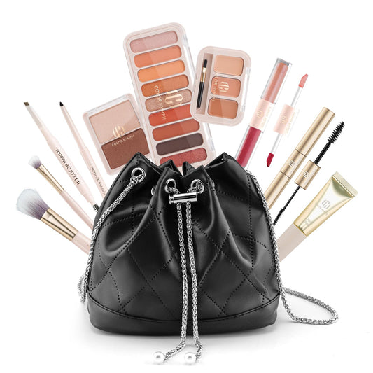 Color Nymph Girls Makeup Kit for Teens Girls with Cosmetic Bag, Full Face Makeup Kit For Women included 9 Color Eyeshadow Palette Concealer Liquid Blush Eyeliner Lipgloss