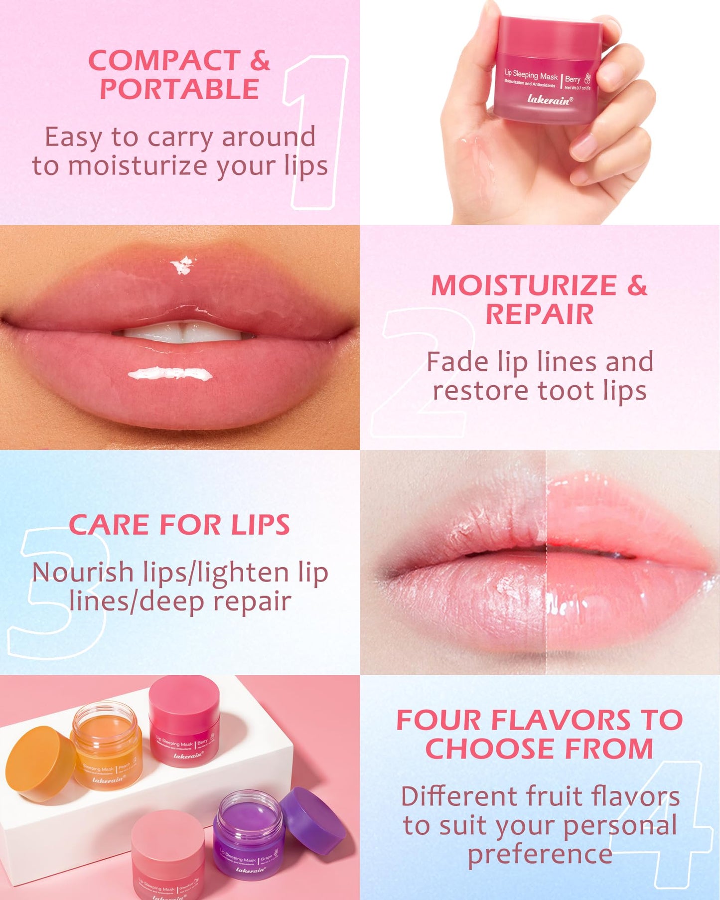 Sleeping Lip Mask, Overnight Hydrating & Prevention Dry and Cracked Lips Scrubs Exfoliator & Moisturizer, Ultra-Nourishing Lip Sleeping Mask with Wand, Lip Care Therapy Treatment for Women-01#Peach