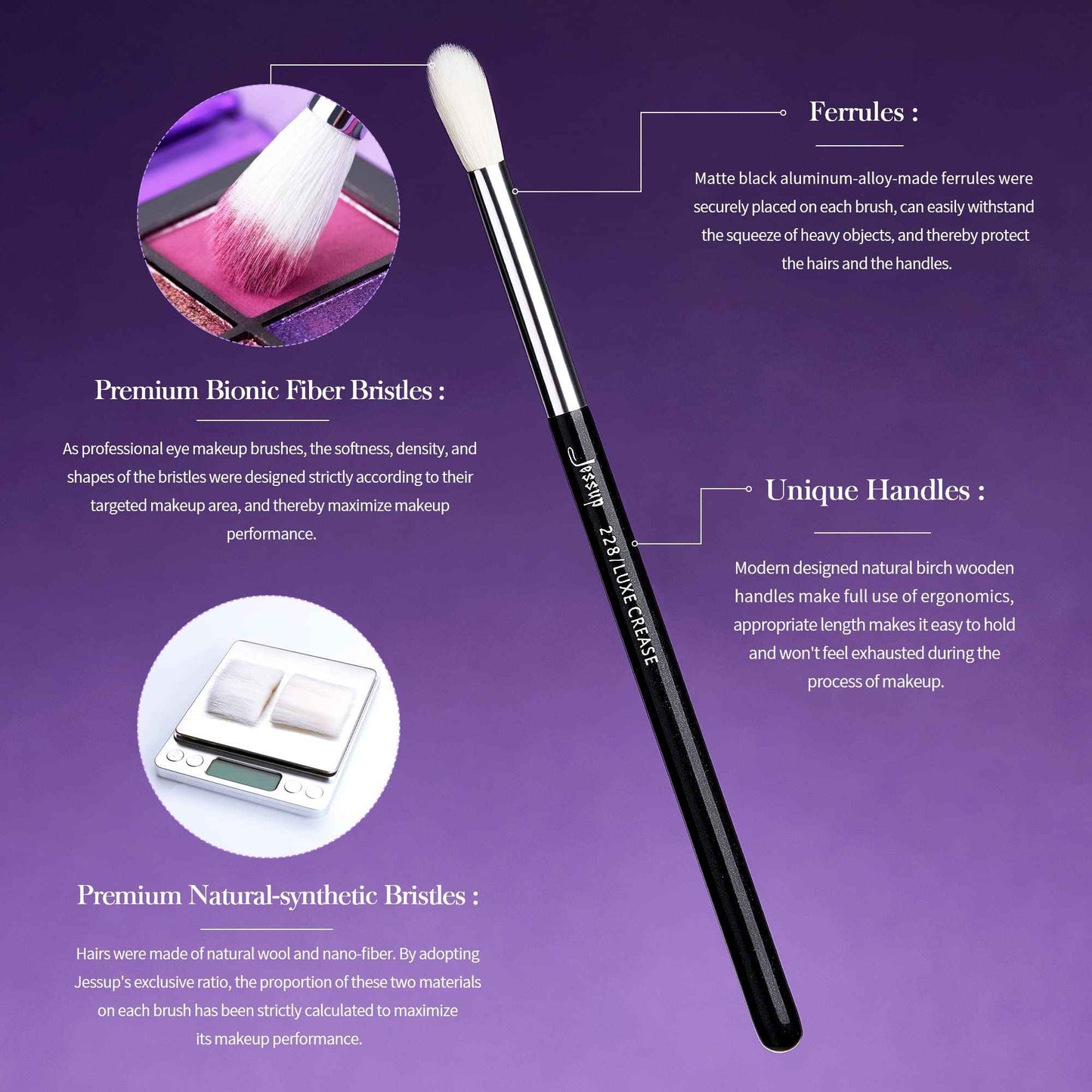 Jessup Eye Makeup Brush Set 15pcs T177 With Jessup 2pcs brushes T497