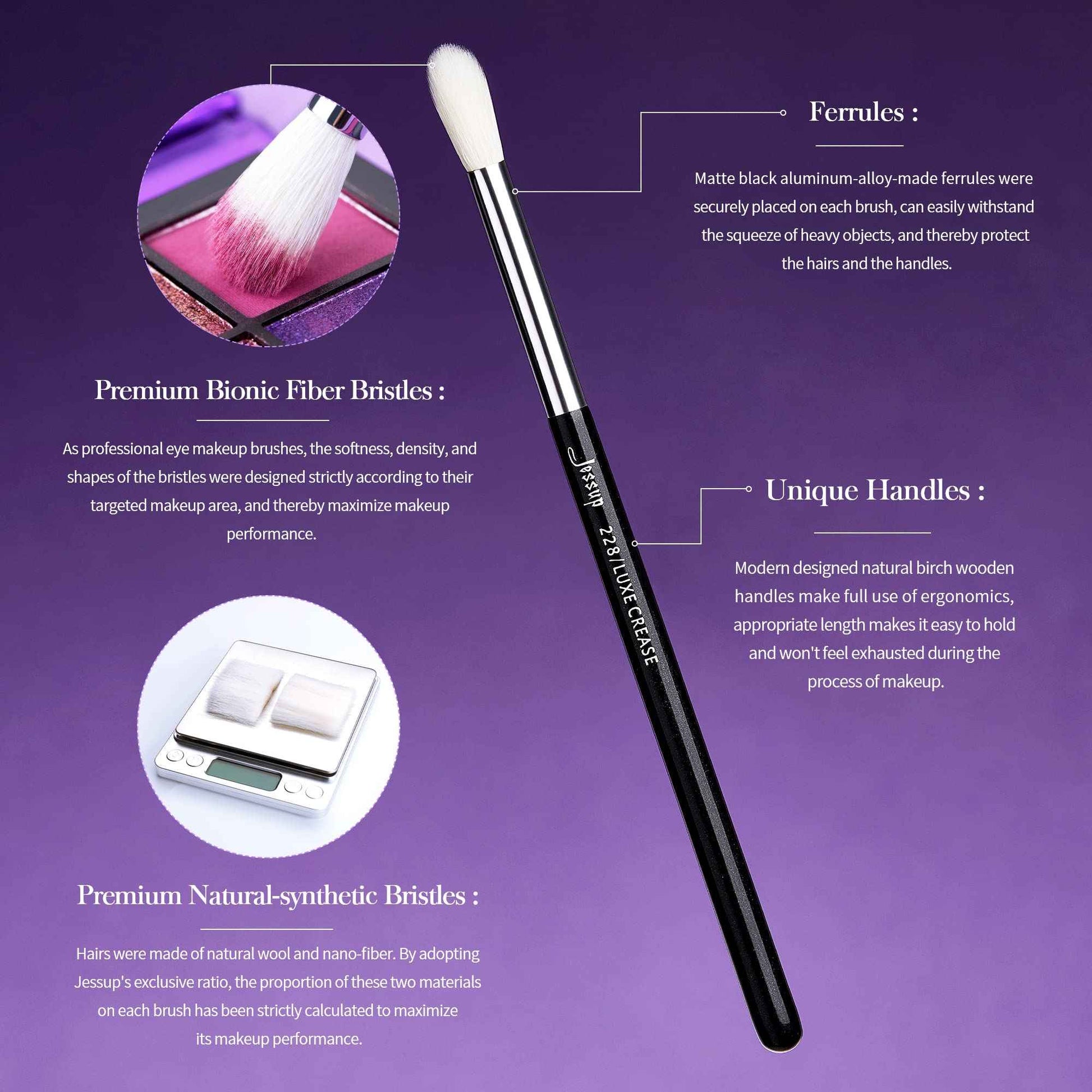 Jessup Eye Makeup Brush Set 15pcs T177 With Jessup 2pcs brushes T497