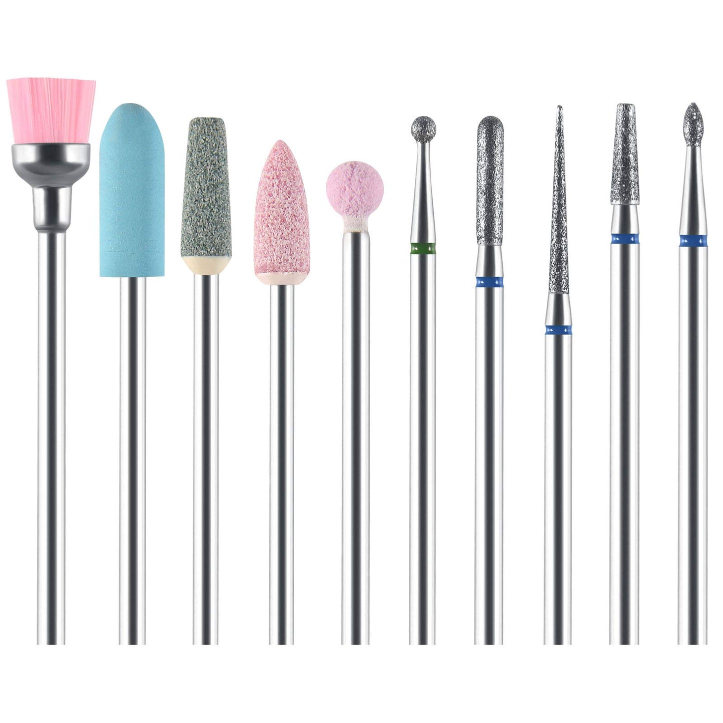 URAQT Nail Drill Bits Set, 10 pcs Electric Nail Drill Bits Kit 3/32, Professional Cuticle Polishing Bits for Acrylic Gel Nails, Electric Nail Files Manicure Pedicure Drill Tool