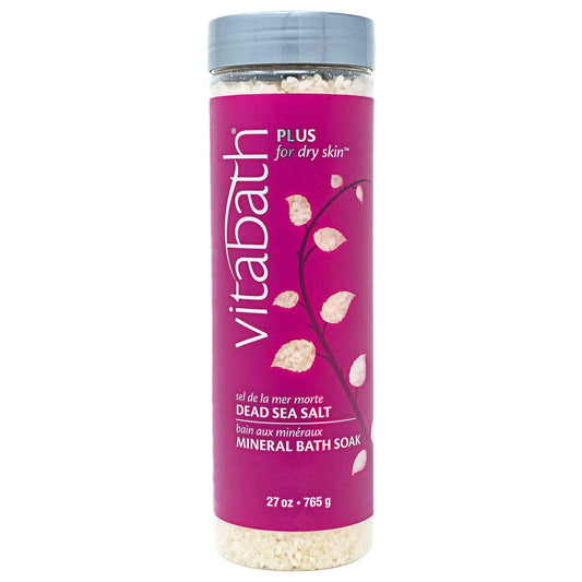 Vitabath Plus for Dry Skin Mineral Bath Soak Reviving Muscle Recovery, Soreness, Tension Relaxing Dead Sea Salts & Skin Nourishing Botanical Oils for Women & Men - Cruelty-Free - 27 oz