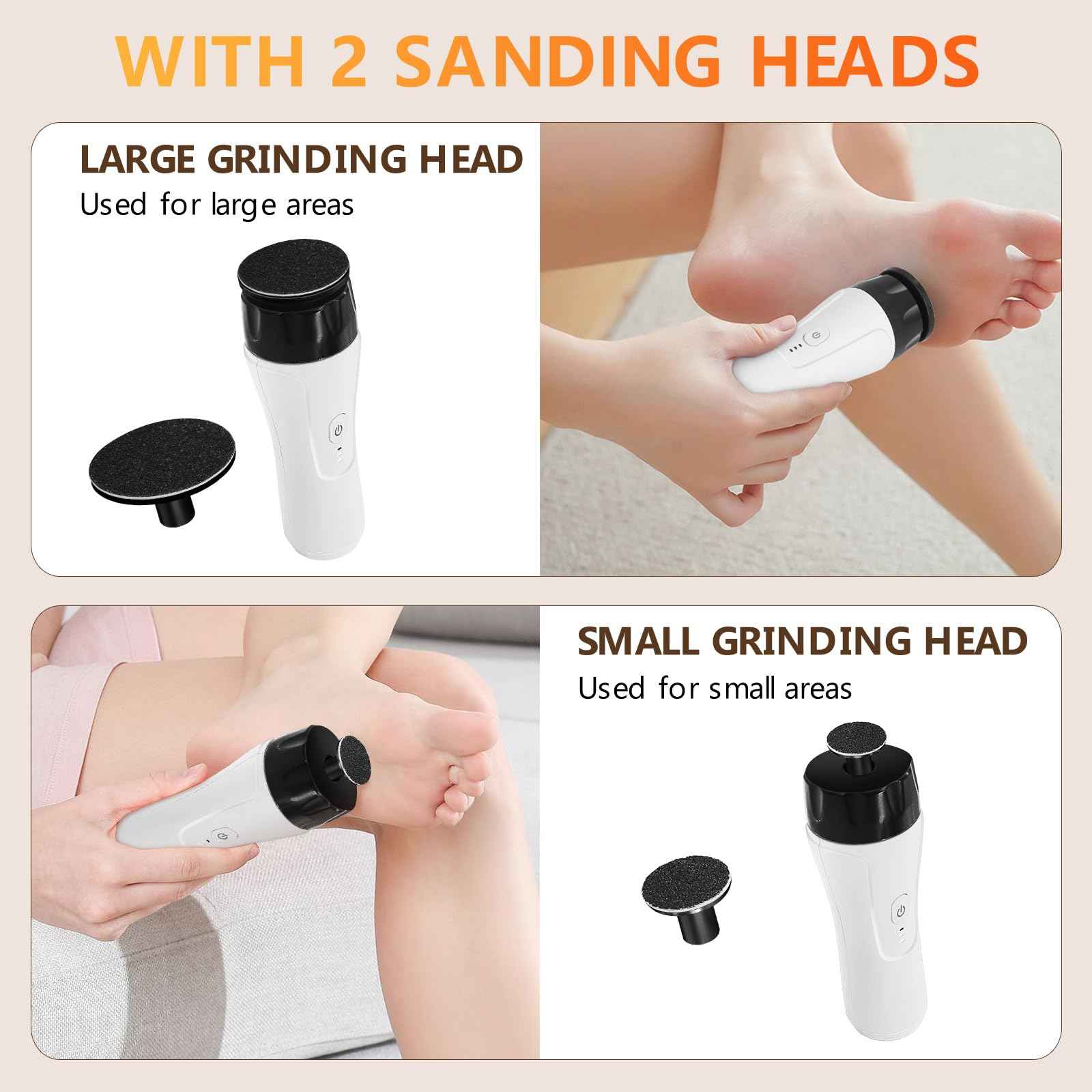 Electric Foot Callus Remover Rechargeable, High Speed Foot Sander, Powerful Portable Electric Foot File Pedicure Tools for Women Men Dead, Hard Cracked Dry Skin (White)