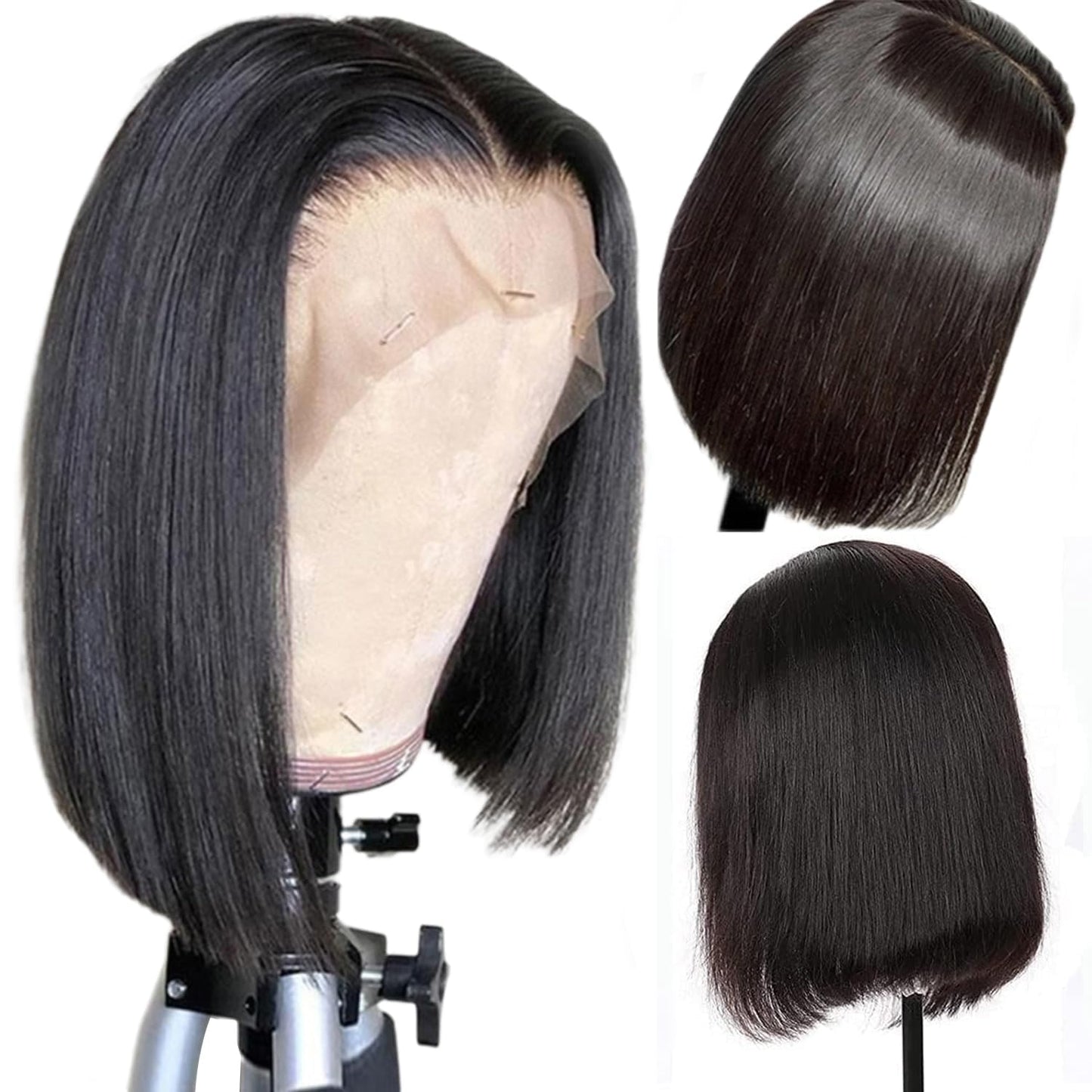 Straight Bob Wig Human Hair 8 Inch 13x4 HD Lace Front Wigs Human Hair Glueless Bob Lace Frontal Wig Human Hair Pre Plucked With Baby Hair 150% Density Short Bob Wigs for Black Women Natural Black