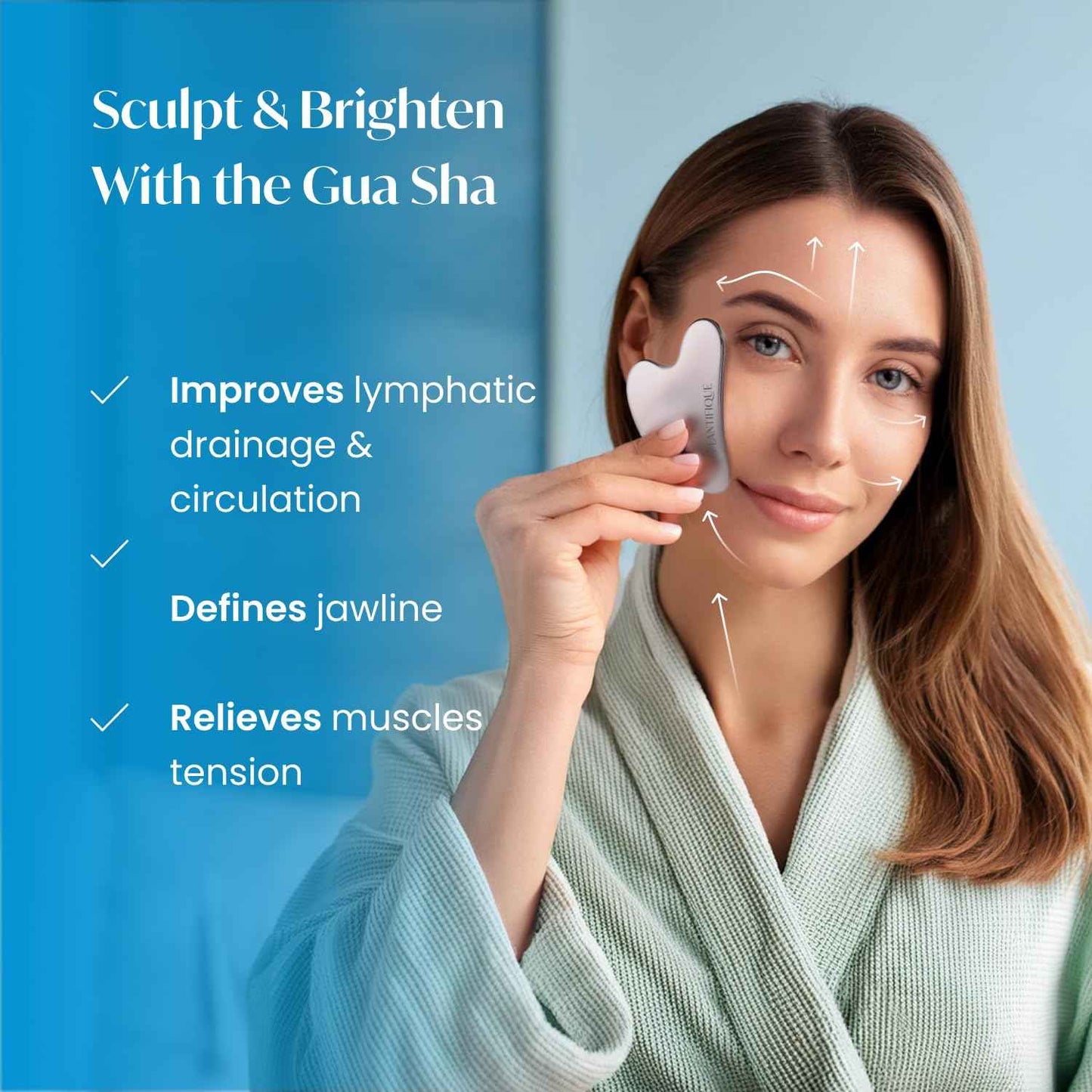 PLANTIFIQUE Gua Sha Rose Quartz Tool for Face Anti Aging Massage Tool and Stainless Steel Gua Sha Facial Tool, Skin Massage Tool for Face, Body, Eyes, Neck, Heart Style with Travel Pouch, Skin Care