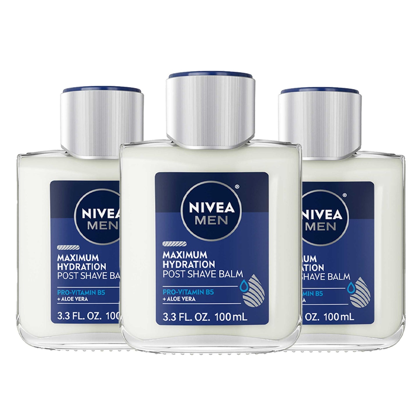 NIVEA MEN Maximum Hydration Post Shave Balm with Aloe Vera and Provitamin B5, 3 Pack of 3.3 Fl Oz Bottles