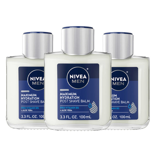 NIVEA MEN Maximum Hydration Post Shave Balm with Aloe Vera and Provitamin B5, 3 Pack of 3.3 Fl Oz Bottles