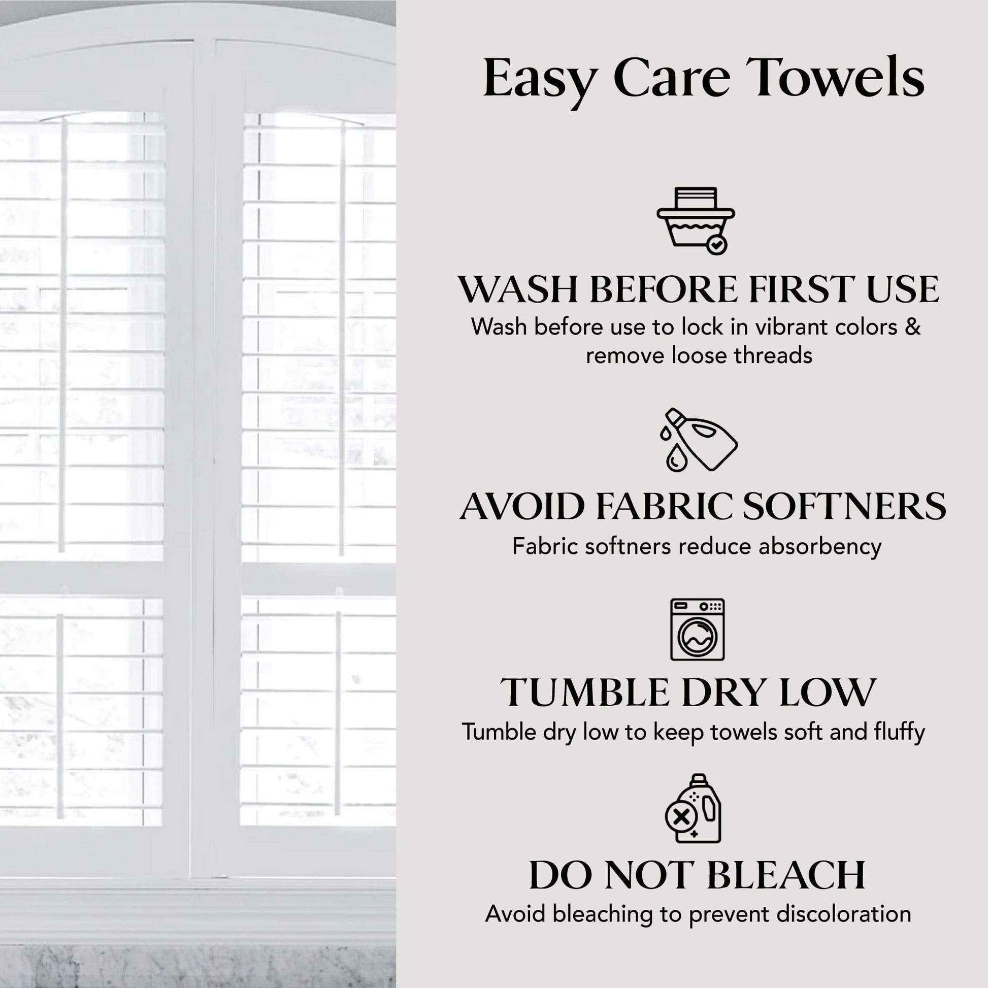 DecorRack 8-Piece Bath Towel Set, 4 Washcloths, 2 Bath Towels, and 2 Hand Towels, Premium Cotton, Highly Absorbent, Super Soft, Quick Dry, White (Set of 8)