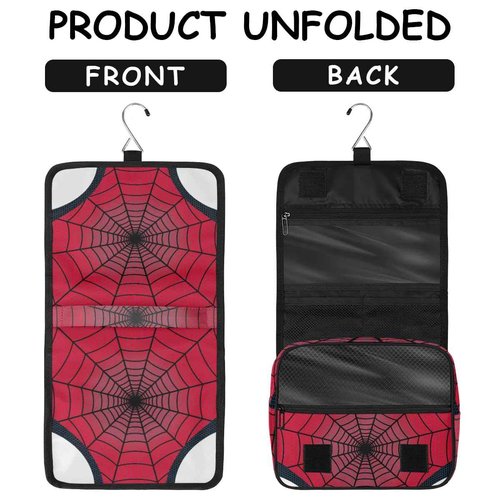 ADTASU Boys Toiletry Bag - Waterproof Kids Hanging Makeup Cosmetic Dopp Kit Spider Web Shaving Bags for Travel Picnic Camping