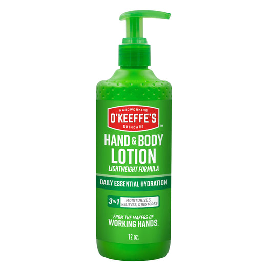 O'Keeffe's Hand and Body Lotion with Glycerin and Shea Butter - 12 oz Pump (1 Pack) - Daily Essential Hydration, Heals & Relieves Extremely Dry Skin