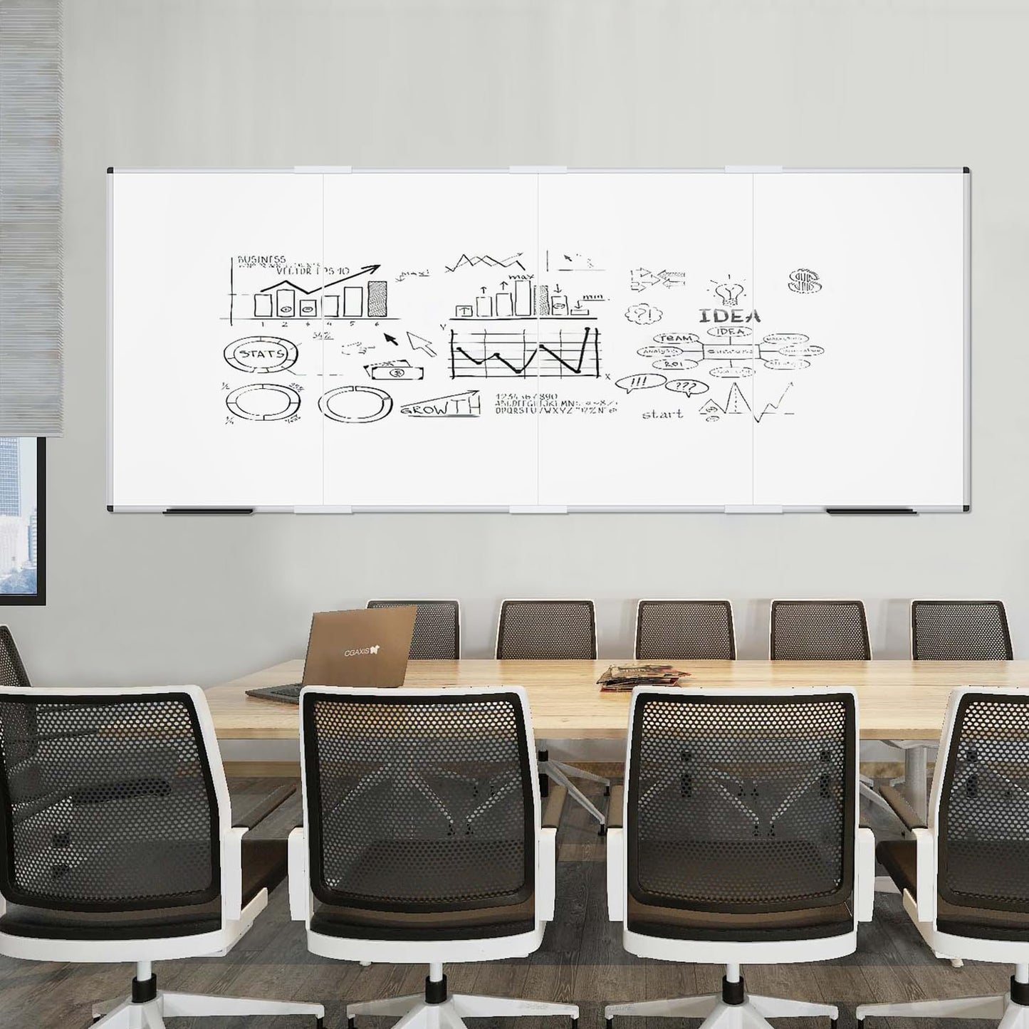 VIZ-PRO Large Dry Erase White Board/Magnetic Foldable Whiteboard, 120 X 48 Inches, Silver Aluminium Frame