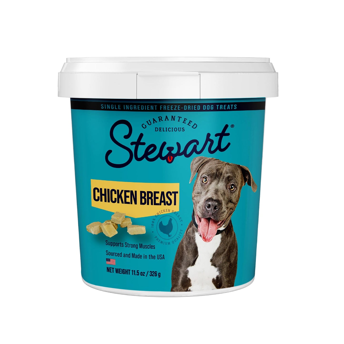 Stewart Freeze Dried Dog Treats, Chicken Breast, 11.5 oz, Grain Free & Gluten Free, Resealable Tub, Single Ingredient, training treat in Beef Liver, Salmon, Chicken Liver & Chicken Breast 4, 14, 21 oz