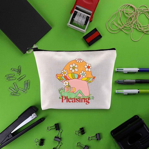 BLUPARK Singer Inspired Makeup Bag - Funny Music Fan Gift Zipper Pouch (Frog and Mushroom)