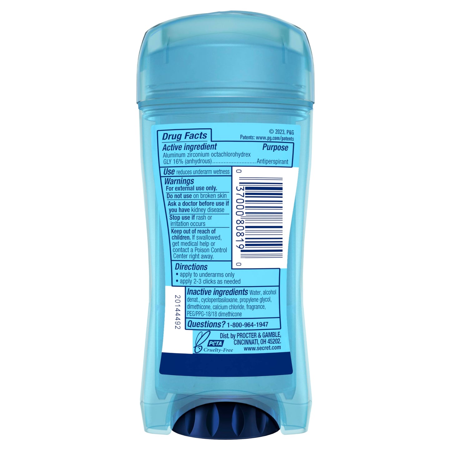 Secret Antiperspirant Deodorant for Women, Protecting Powder Scent, Clear Gel, Outlast Xtend, 2.6 Oz (Pack of 6)