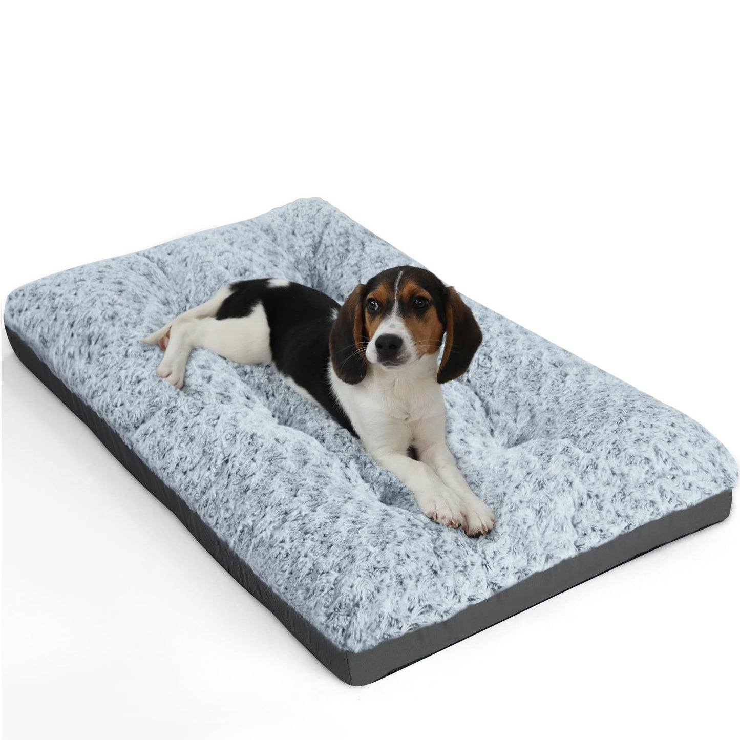 POCBLUE Deluxe Washable Dog Bed for Small Dogs Dog Crate Mat 24 inch Comfy Fluffy Kennel Pad Anti-Slip for Dogs Up to 25 lbs, 24" x 17", Grey