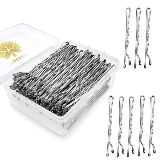 KANPRINCESS 100PCS 2.4Inch Bobby Pins Silver,Pain-Free Bobby Pins for All Hair Types,Hair Pins for Women Girls,Hairpins for Buns with Box(Silver)