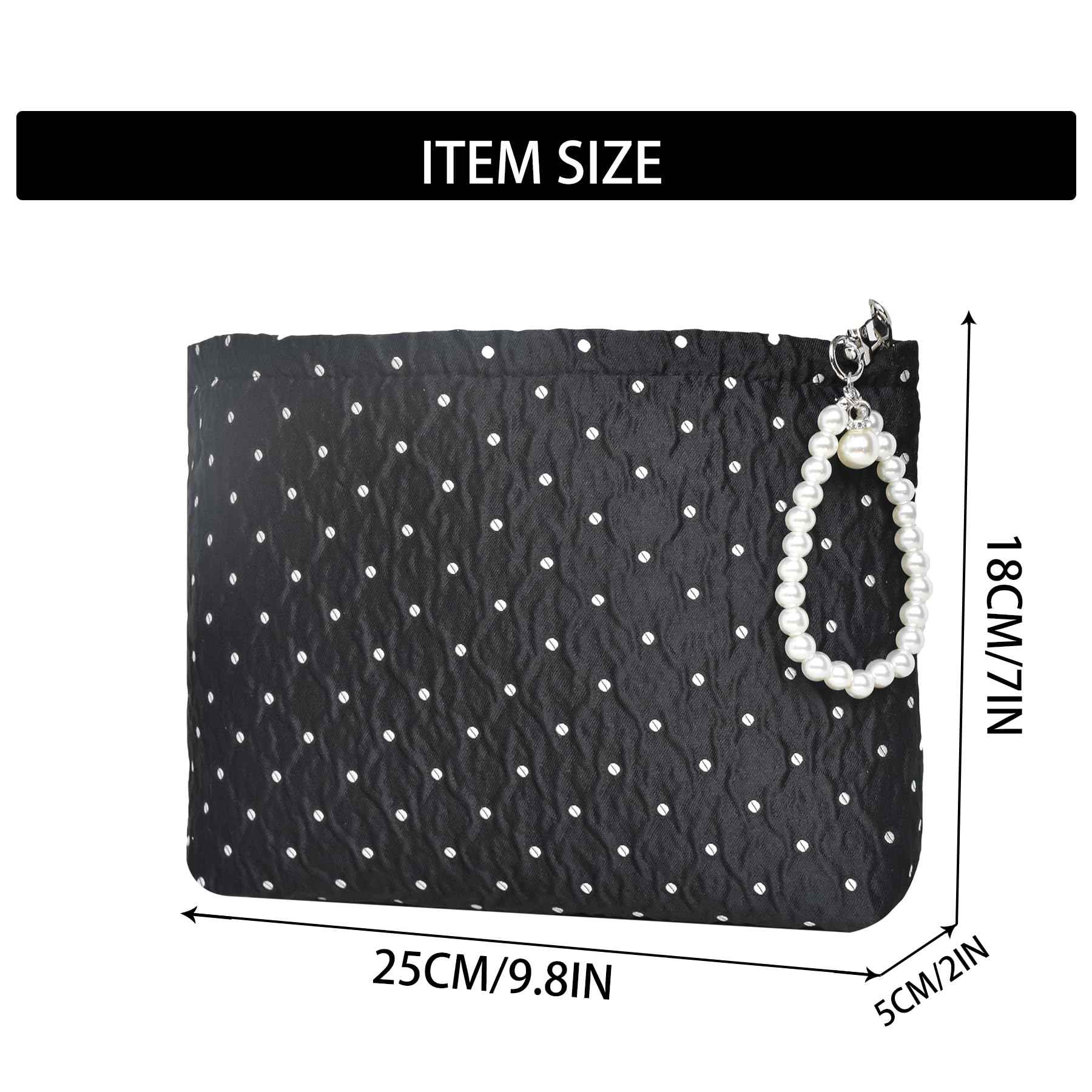 KeYaMee Makeup Bag Travel Cosmetic Bags for Purse Women Organizer Pouch Toiletry Bags with Zipper Large Capacity 037 polka
