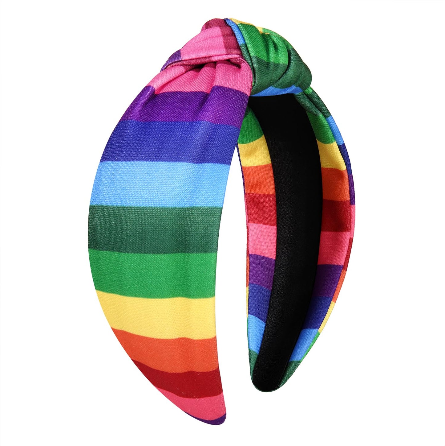 vokone Rainbow Headband Rainbow Fabric Knotted Headband Wide Hairband Rainbow Pride Headband Holiday Party Costume Headwear Accessories Rainbow