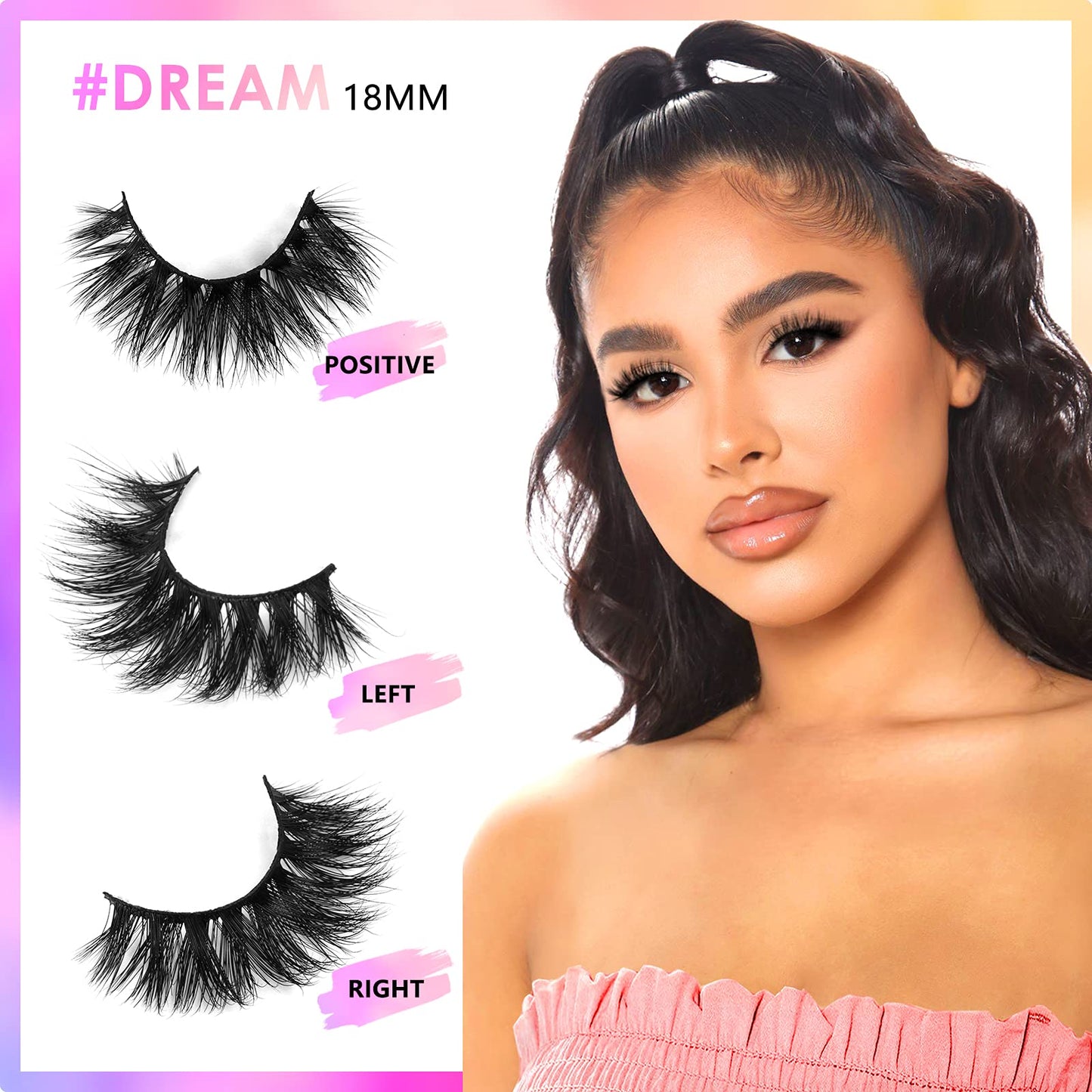 Barbiely 3D Mink Lashes, 18mm Real Mink Lashes, 3 Pairs Fluffy Dramatic False Eyelashes, 100% HandMade 6D Wispy Long Thick Full Volume Strip Eye Lashes, Cruelty Free, Luxury Makeup(Dream Star)