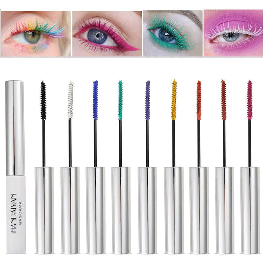 BONNIE CHOICE 9 Colors Colored Mascara Set for Eyelashes, Red Pink Purple Blue White Black Colorful Waterproof Mascara Charming Long Lasting Voluminous Mascara Eye Makeup Mother's Day Gifts for Women