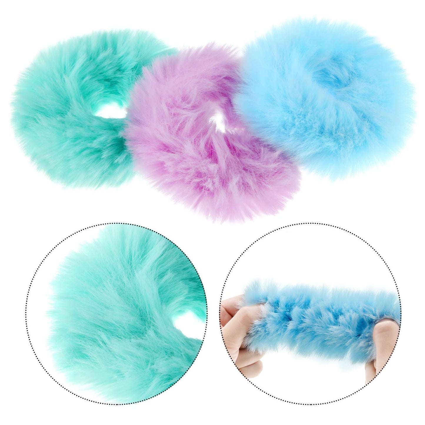 WILLBOND 16 Pieces Faux Fur Hair Band Rope Hair Holder Hair Ring Ties Ponytail Holder for Women(null)