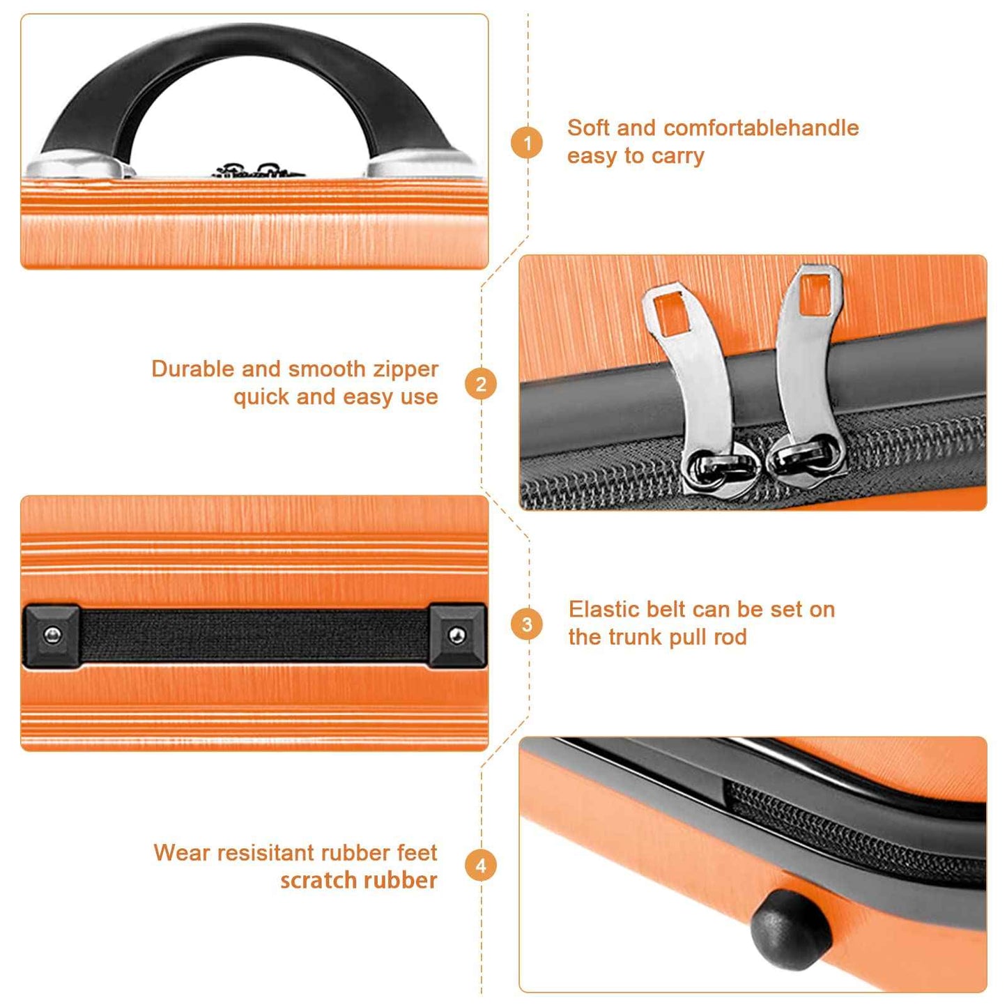 14inch Makeup Train Case PC ABS Cosmetic Case Hardshell Makeup Bag Organizer Toiletry Gifts for Her Travel Outside Activity (orange)