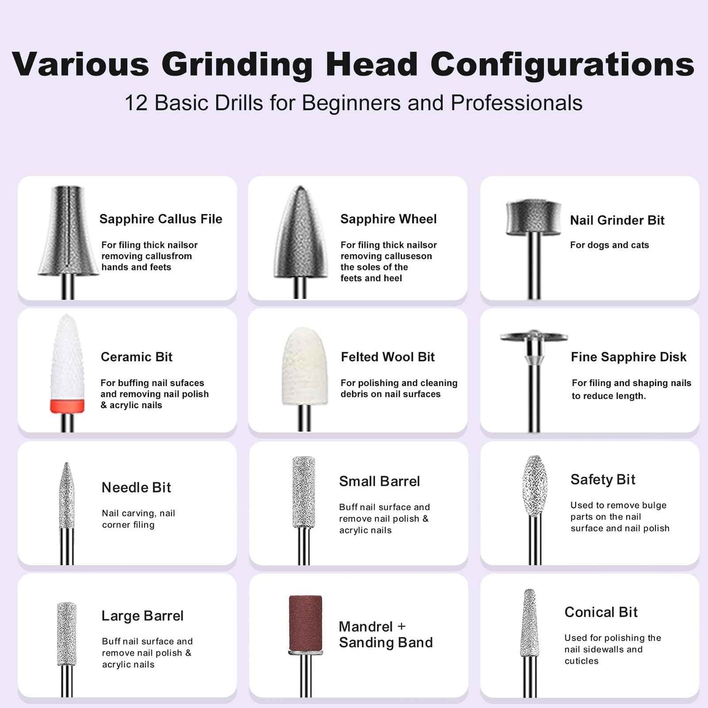 Professional Electric Nail Drill Kit,30000RPM Alloy Electric Nail File for Acrylic Nails Gel Polishing Callus Remover,LED Display,12 in 1 Cordless Quiet Manicure Pedicure Kit for DIY,Home Salon Use