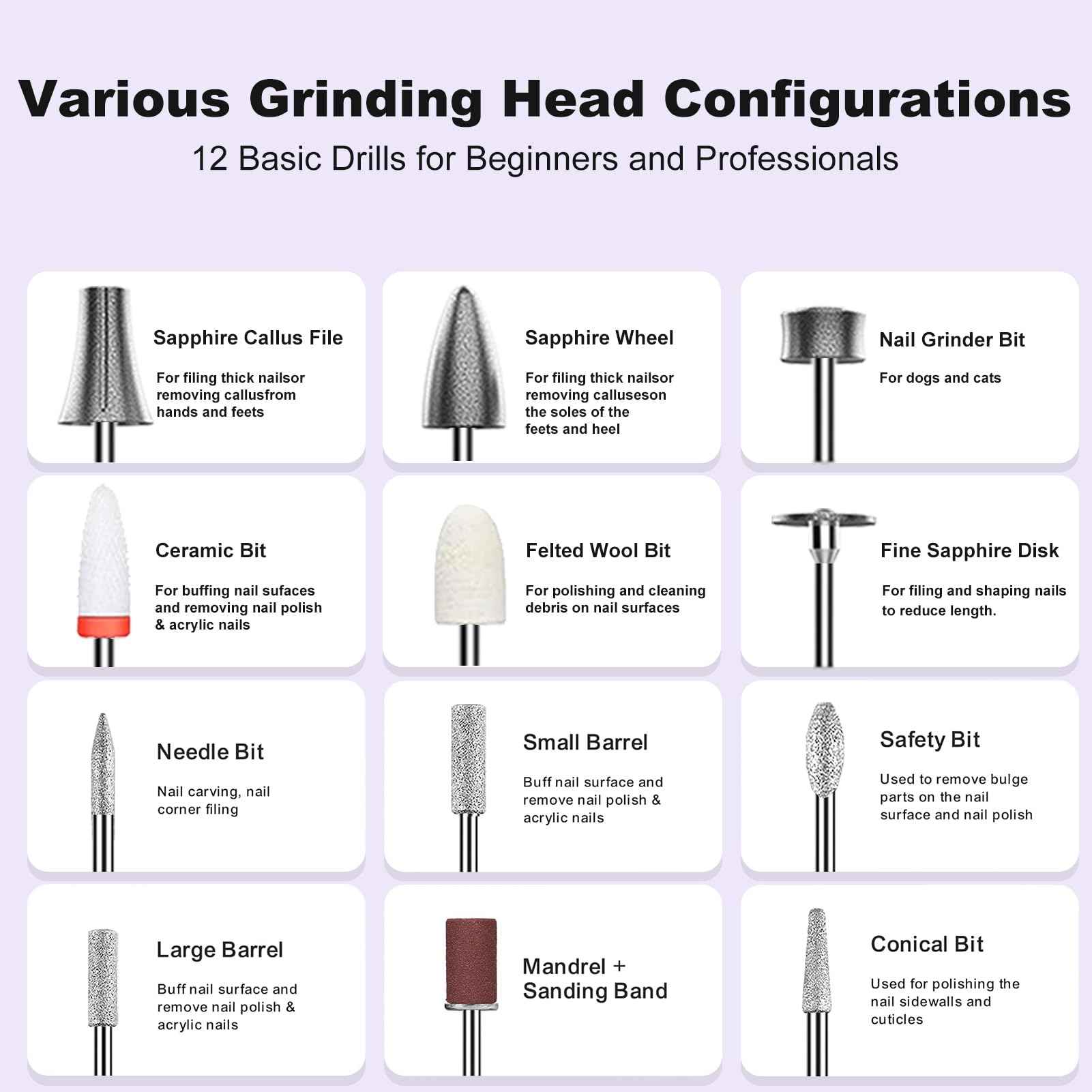 Professional Electric Nail Drill Kit,30000RPM Alloy Electric Nail File for Acrylic Nails Gel Polishing Callus Remover,LED Display,12 in 1 Cordless Quiet Manicure Pedicure Kit for DIY,Home Salon Use