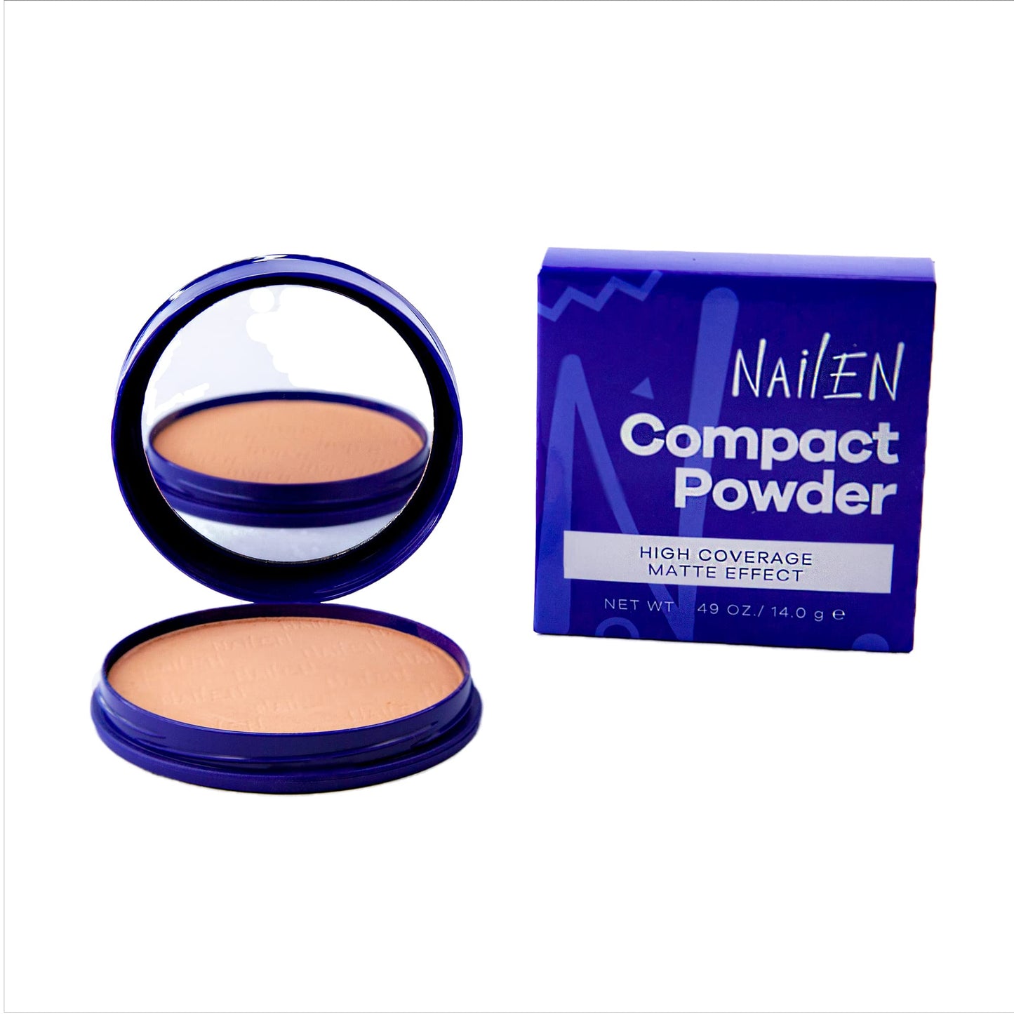 Nailen Compact Makeup Setting Powder with Matte Finish, Shine Control, Full Coverage - Ideal for All Skin Types & Poreless Smooth Look - Tone 2, (1 Count)