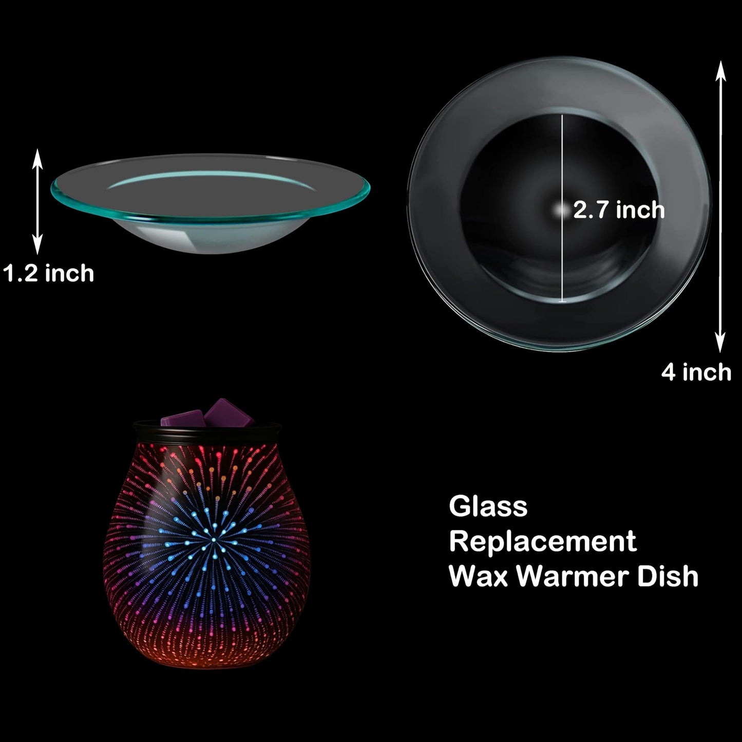 VGEUNA 4 Pieces Replacement Glass for Wax Warmer Wax Melt Dish Fits Most Wax Warmers Durable Glass Dish for Wax Melter