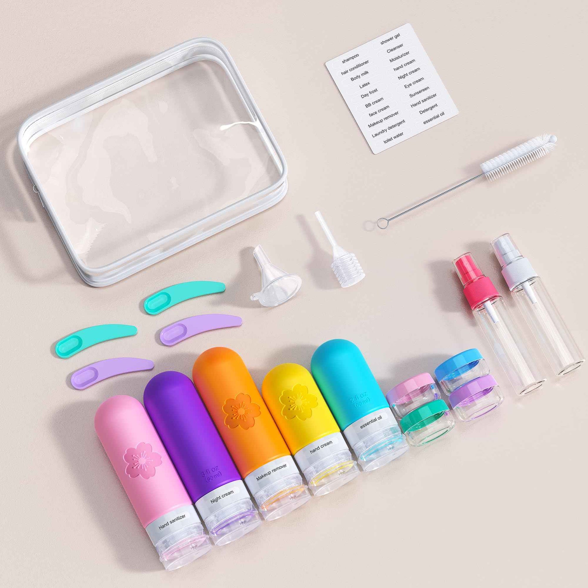 20Pack Travel Bottles for Toiletries, TSA Approved Travel Bottles Silicone Travel Size Containers, Travel Essentials Leak Proof Refillable Liquid, Shampoo and Conditioner Travel Toiletry Bottles