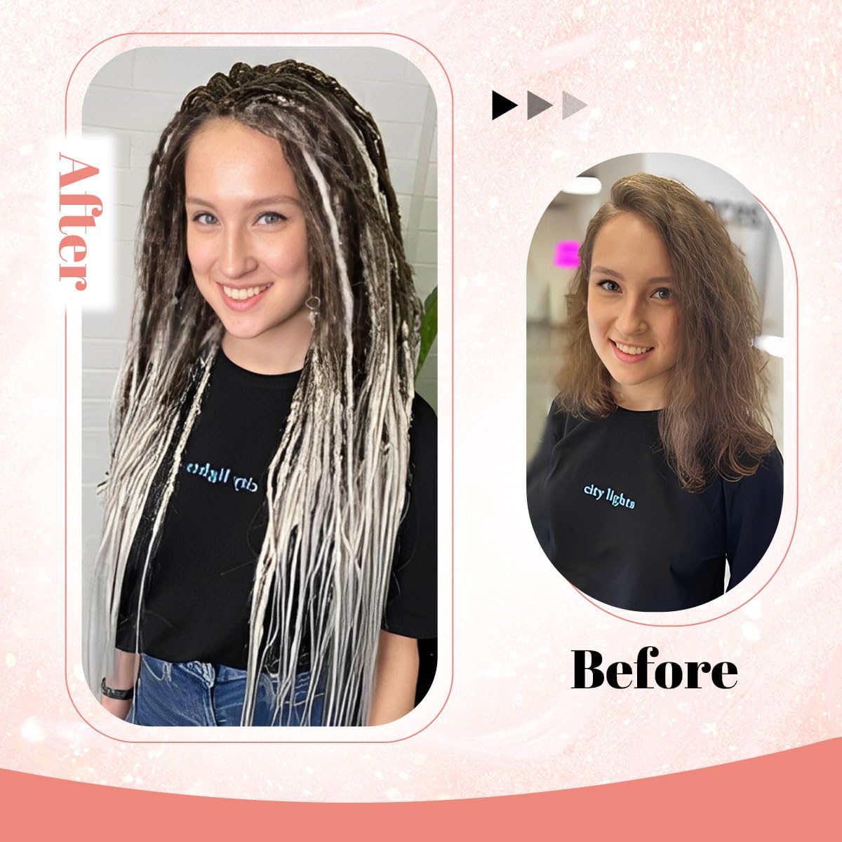 Boho Textured Dreadlocks Extensions, 22 Inch Double Ended Textured Dreads, 20 Strands DE Textured Dreadlocks for White Women (27/613#, DE-Textured-20s-22")