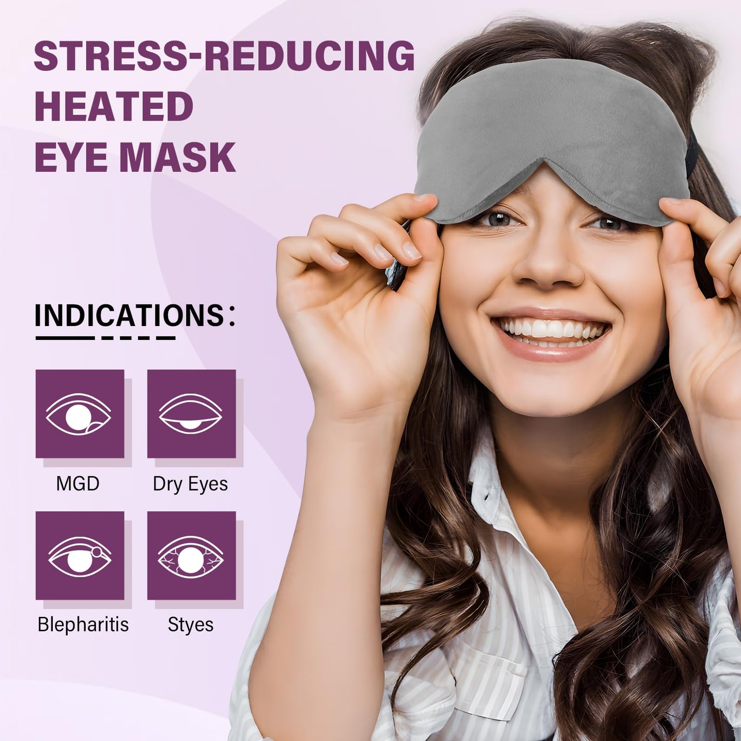 Aroma Season Weighted Eye Mask, Warm Eye Compress for Dry Eyes, Moist Heat Lavender Eye Mask, Microwave Eye Mask for Stye, Belpharitis, MGD (Gray)