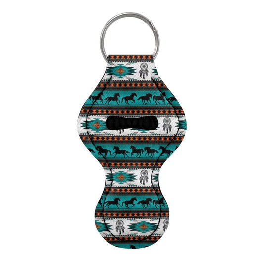 Buybai Aztec Navajo Geometric Horse Keychains for Women 10 Pack Bulk Chapstick Sleeve Pouch Lip Gloss Tube Holder