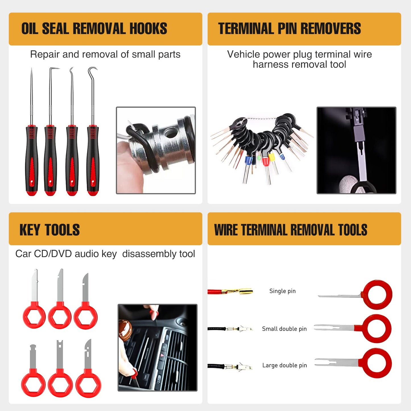 GOOACC 238Pcs Trim Removal Tool, Auto Push Pin Bumper Retainer Clip Set Fastener Terminal Remover Tool Adhesive Cable Clips Pry Kit Car Panel Radio Removal Auto Clip Pliers