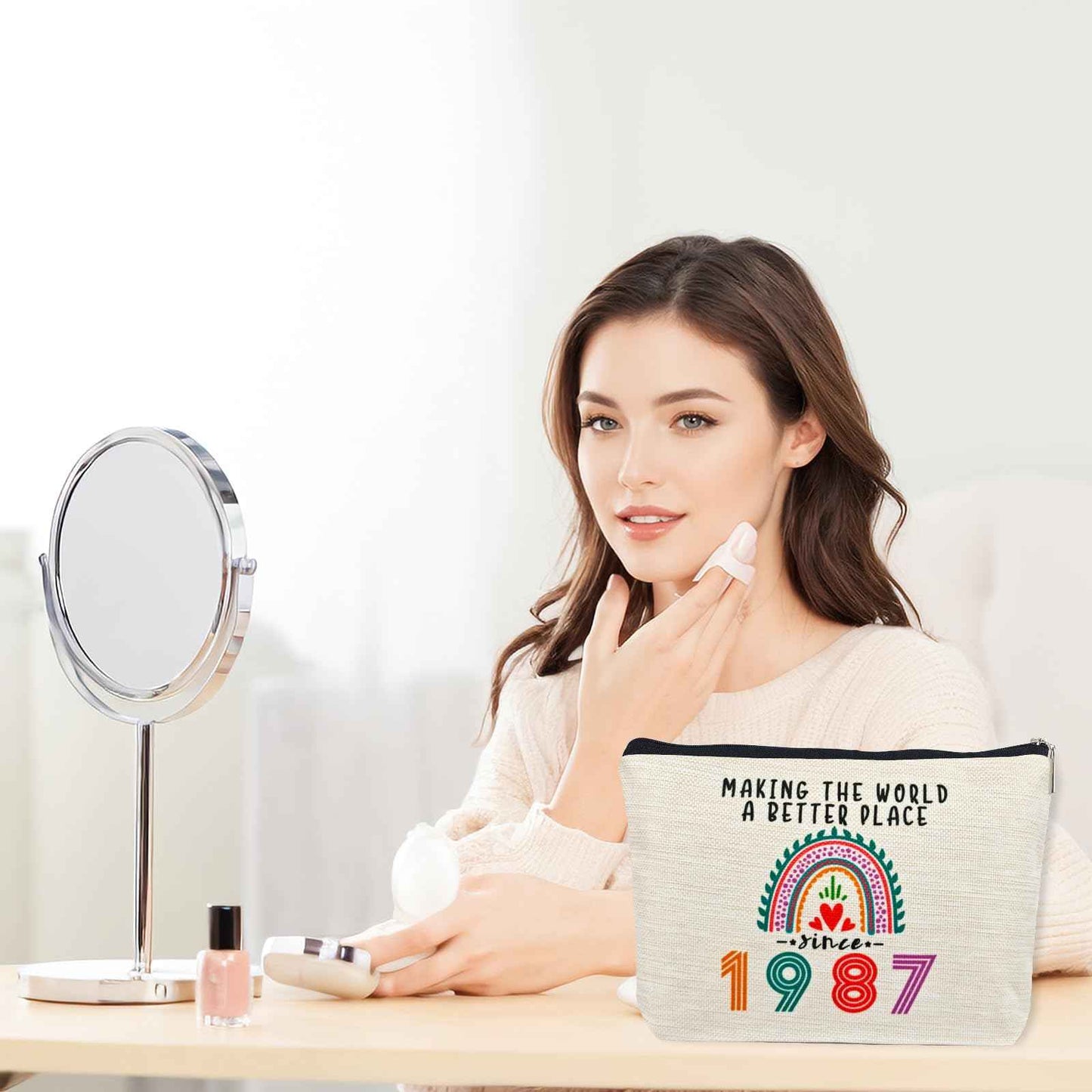 Suemetic 38th Birthday Gifts Women Makeup Bag, Happy 38th Birthday Decorations Woman, Best 38 Year Old Gifts Ideas for Her, Mom, Wife, Sister, Mothers Day, 1987 Anniversary Party Favors, Christmas