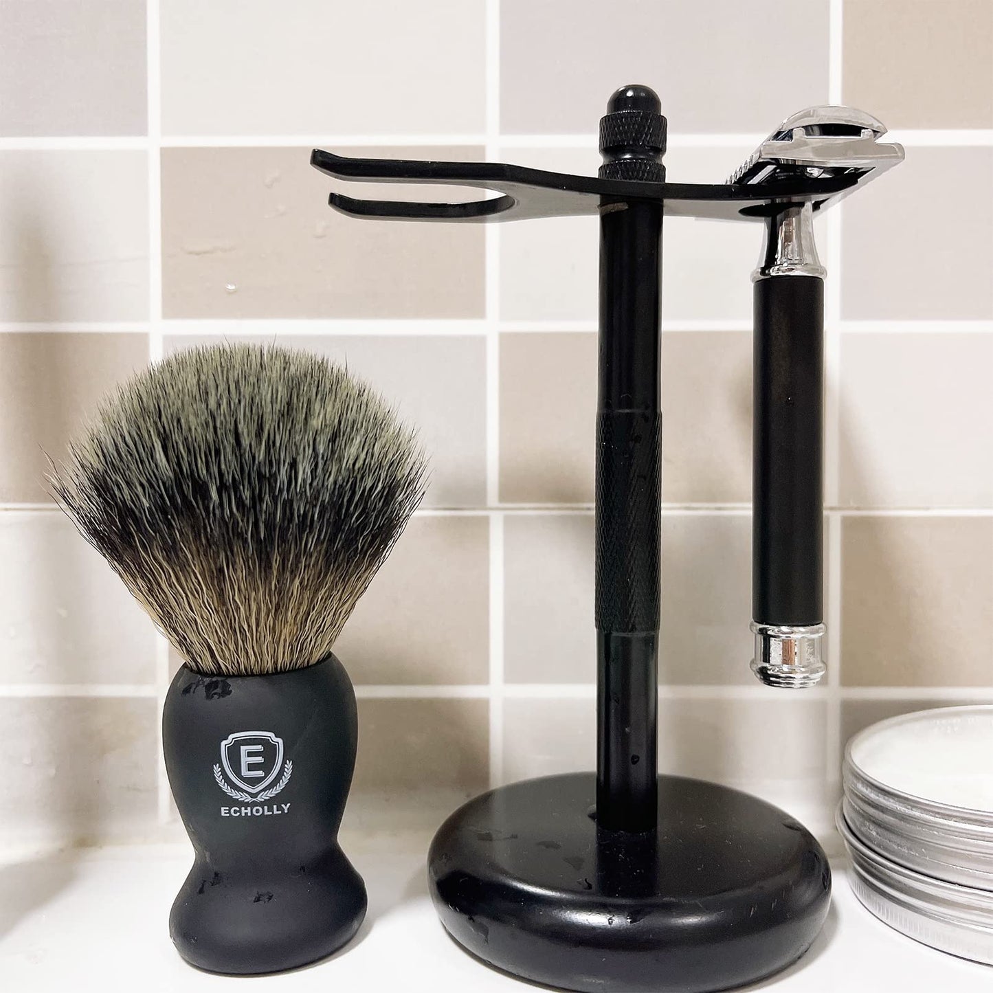 Luxury Shaving Brushes For Men by Echolly-Super Strong NO Shedding Bristle Shave Brushes for Men-Smooth Acrylic Handle Legacy Shave Brush-Rich and Fast Lather Shaving Cream Brush Fathers Day Gift