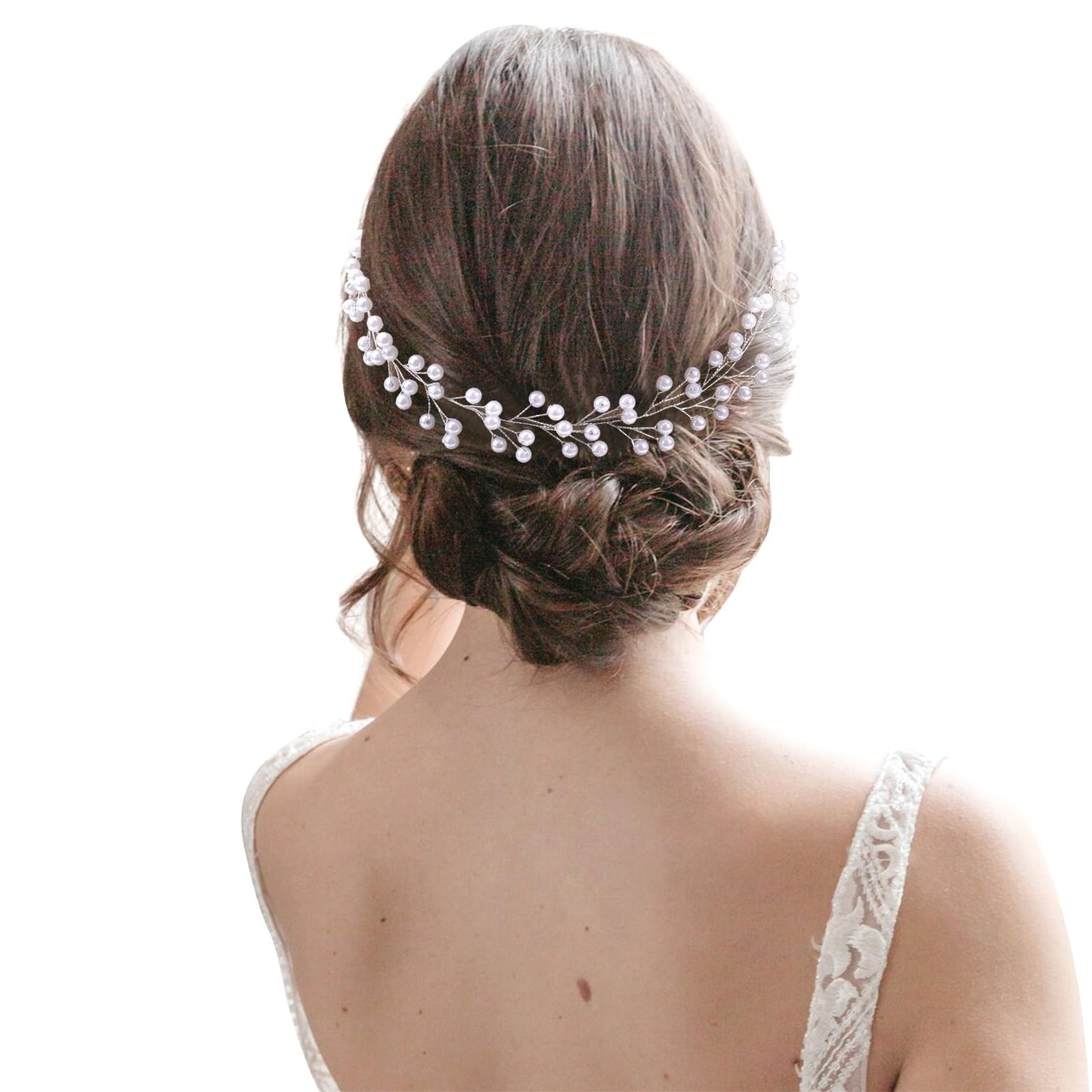 VOBOBE Pearl Bridal Headpiece for Wedding, Bridal Hair Accessories Bridal Silver VineHeadband Hair Pieces for Bridesmaid Women Girls (Bridal Headpiece-B)