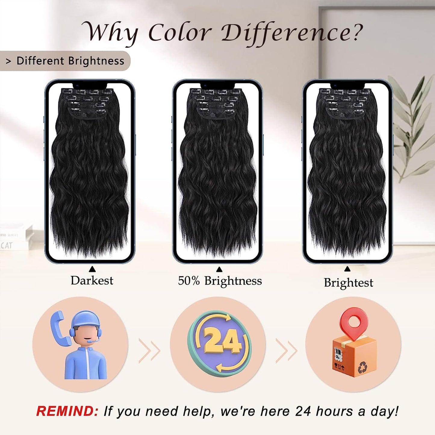 MISSQUEEN 20inch Hair Extension,4PCS Natural Black Hair Extension,Thick Hairpieces Double Weft Long Wavy Hairpieces(Black)