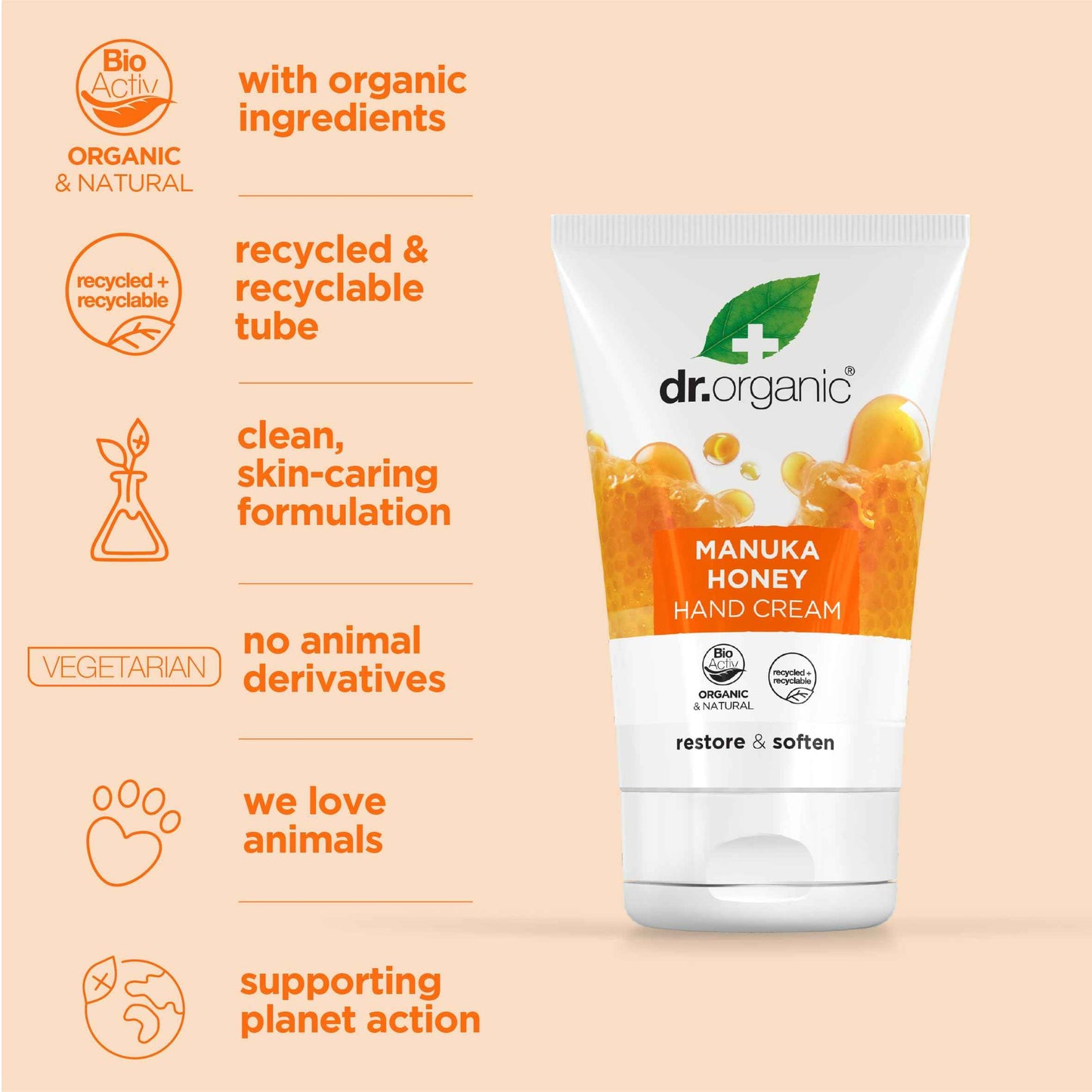 DR ORGANIC Manuka Honey Hand Cream, 0.16 kg