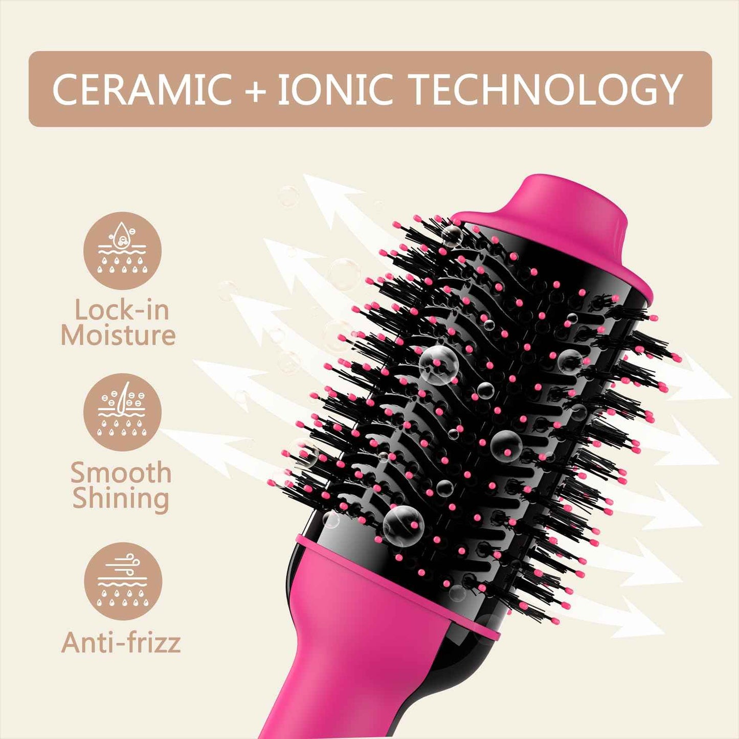 Hair Dryer Brush Blow Dryer in One, Upgraded 4 in 1 Hair Dryer and Styler Volumizer with Negative Ion Anti-frizz Ceramic Titanium Barrel Hot Air Hair Straightener Brush