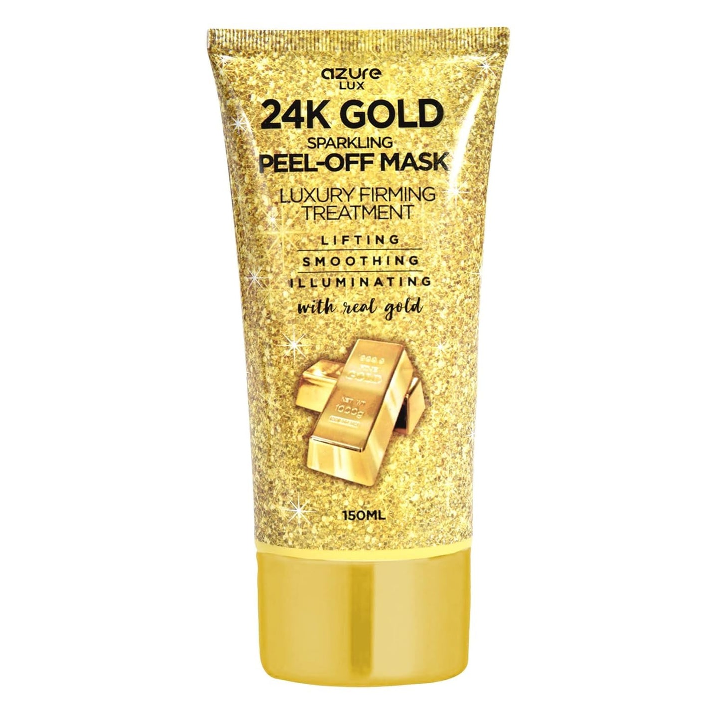 AZURE 24K Gold Firming Peel Off Face Mask- Anti Aging, Lifting, Illuminating & Revitalizing - Removes Blackheads, Dirt & Oils - With Hyaluronic Acid and Collagen - Skin Care Made in Korea - 150mL