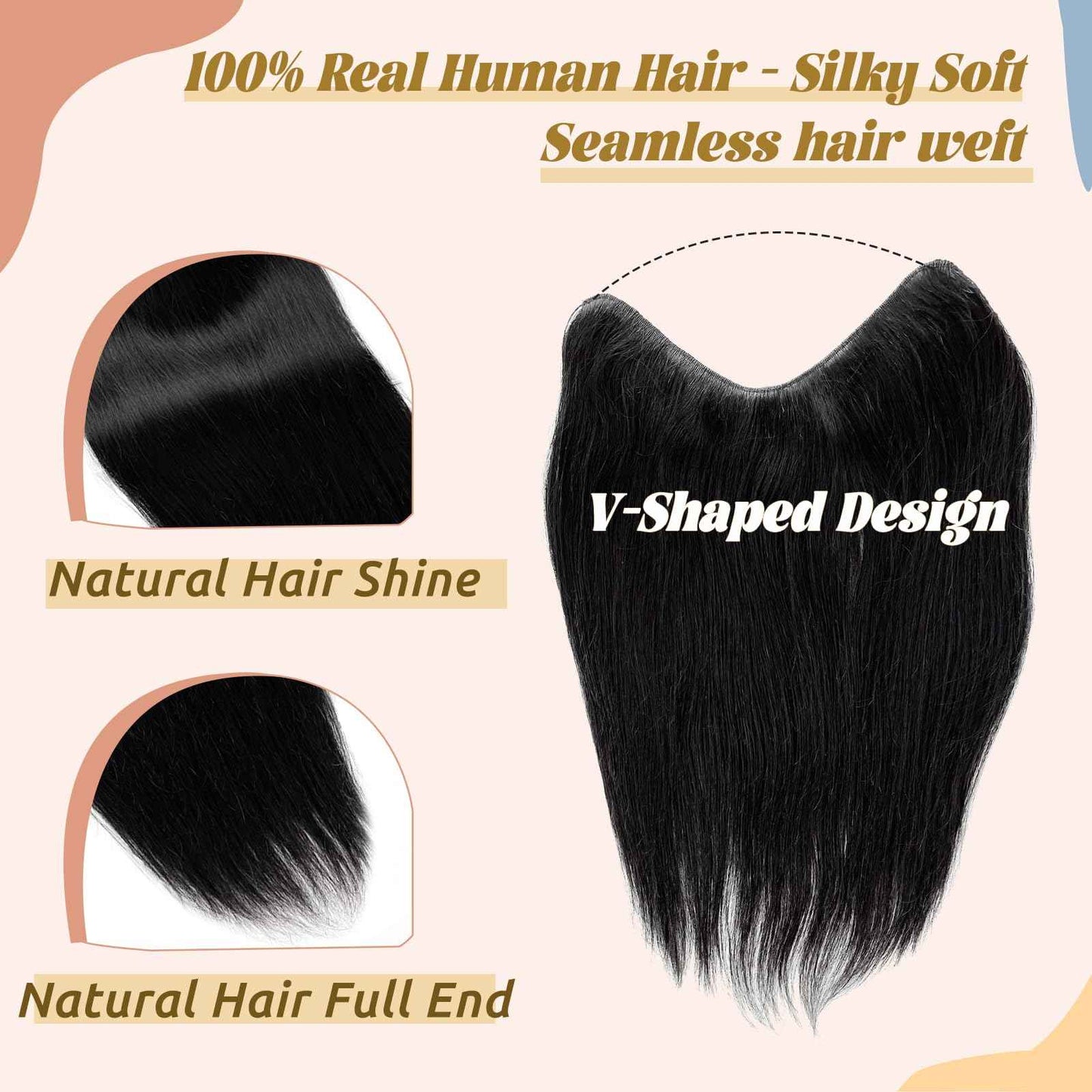 Clip in Hair Extensions Real Human Hair,Jet Black One-piece Hairpieces with 5 Clips Double Weft Black Clip in Extensions 3/4 Full Head for Thin Hair Straight Clip in 16" 80g