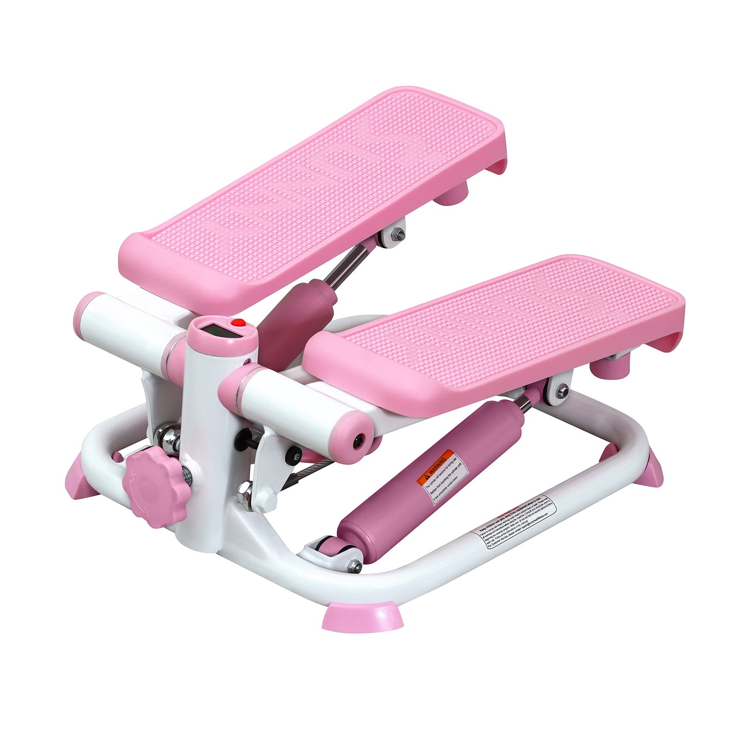 Sunny Health & Fitness Mini Stepper for Exercise Low-Impact Stair Step Cardio Equipment with Resistance Bands, Digital Monitor, Up Down Pink - P2000