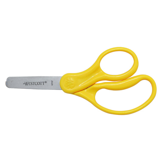 Westcott 15970 Kids' Scissors, Ages 4-8, 5-Inch Blunt Tip, Neon Yellow