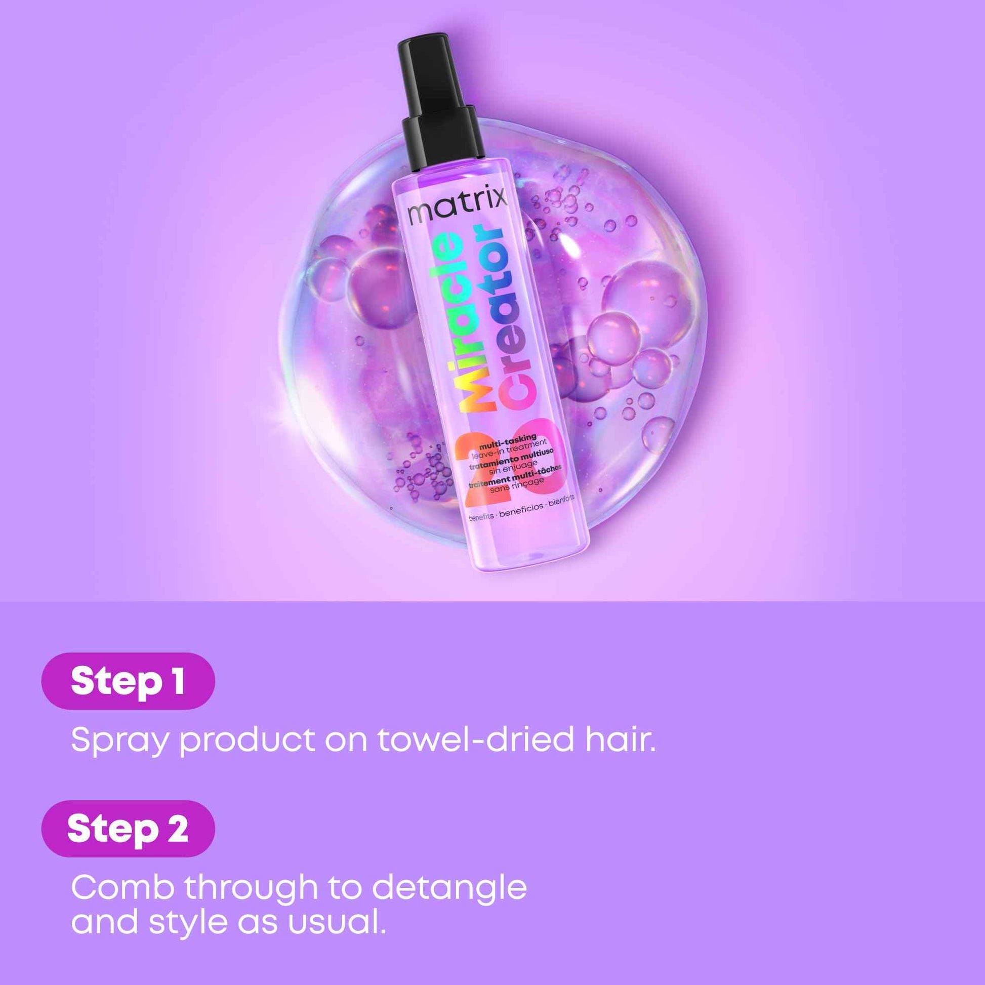 Matrix Miracle Creator Leave-In Conditioner - Anti-Frizz, Heat Protection, Moisturizing & Detangling, For All Hair Types, 20 Benefits