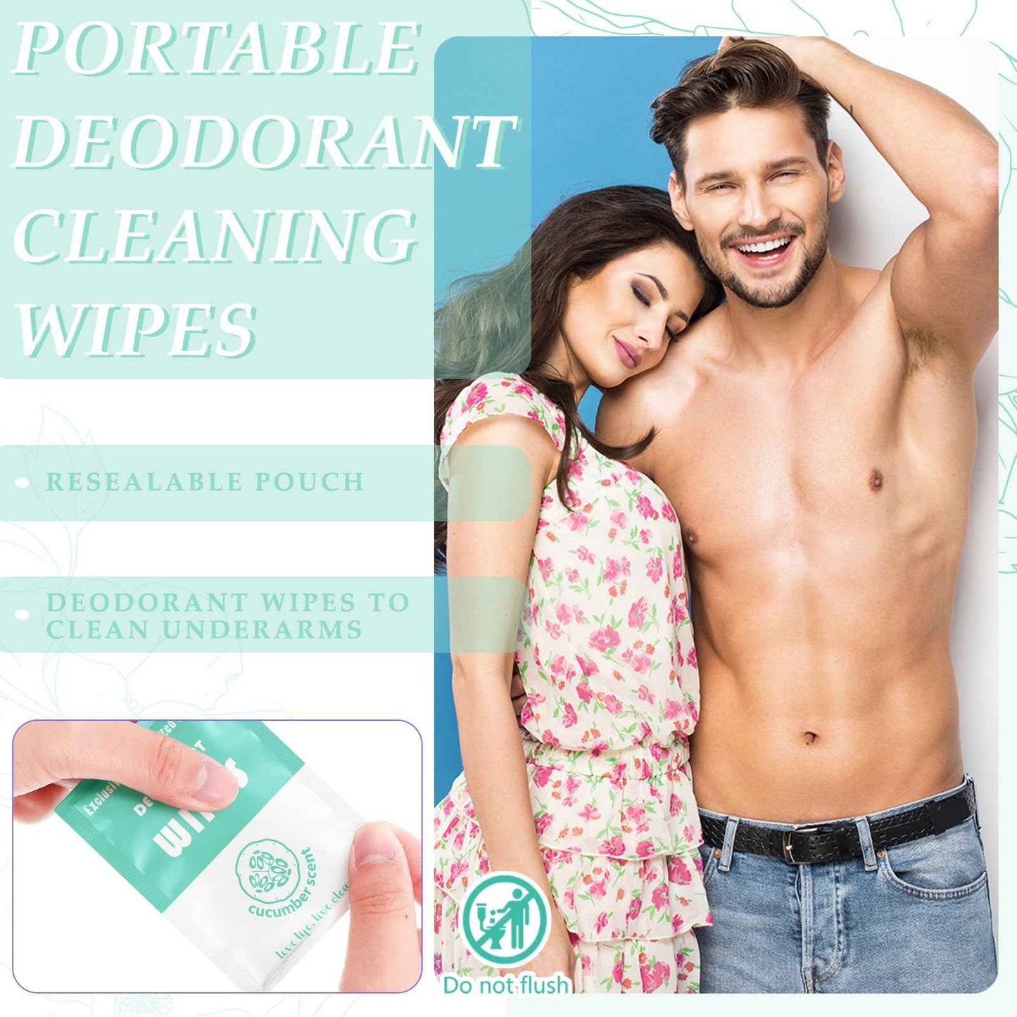 Timgle 200 Count Deodorant Wipes Bulk Individually Wrapped Travel Size Wipes for Men Women Body Underarm Deodorant Remove Sweat Sports Travel Clean Skin Daily Use Female Male(Green)