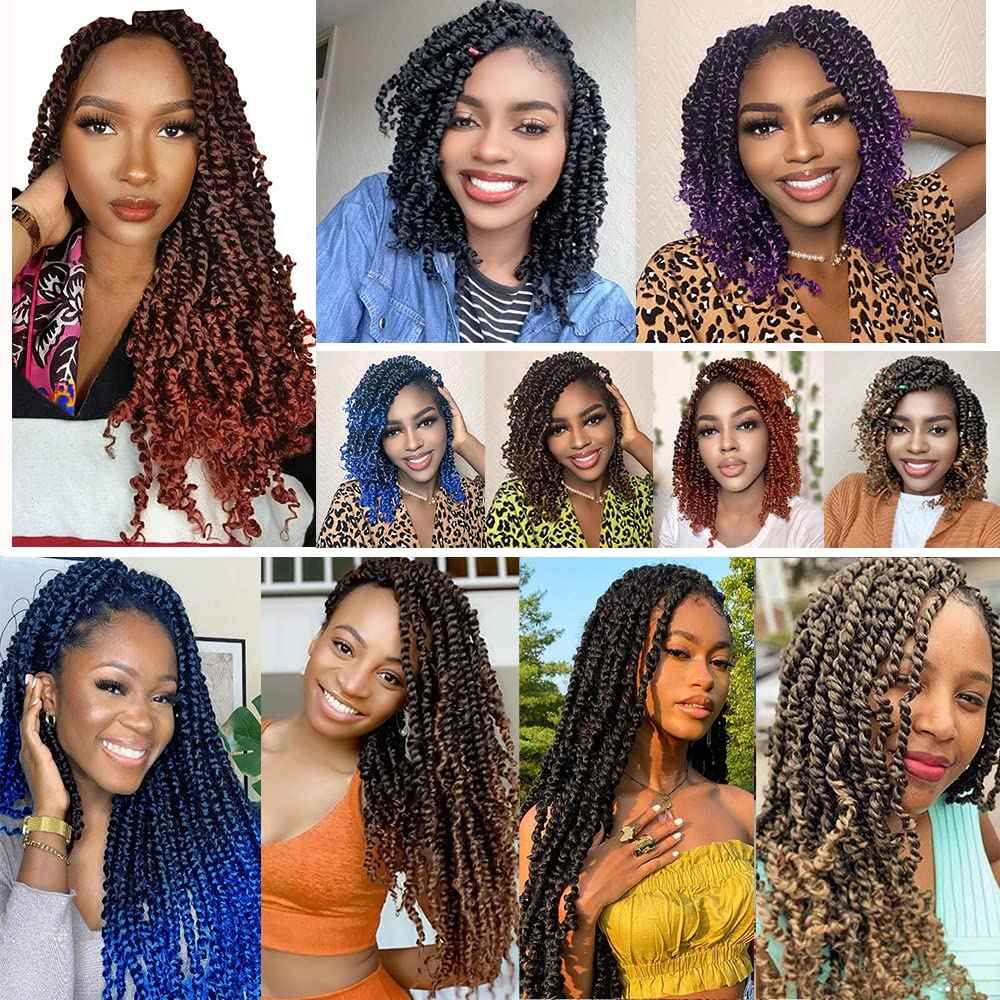 Umylar Passion Twist Hair 18 Inch 8 Packs Pre-twisted Passion Twist Crochet Hair Bohemian Braids Pre-looped Crochet Hair For Women Synthetic Hair Extension (18 Inch (Pack of 8), 1B/30#)