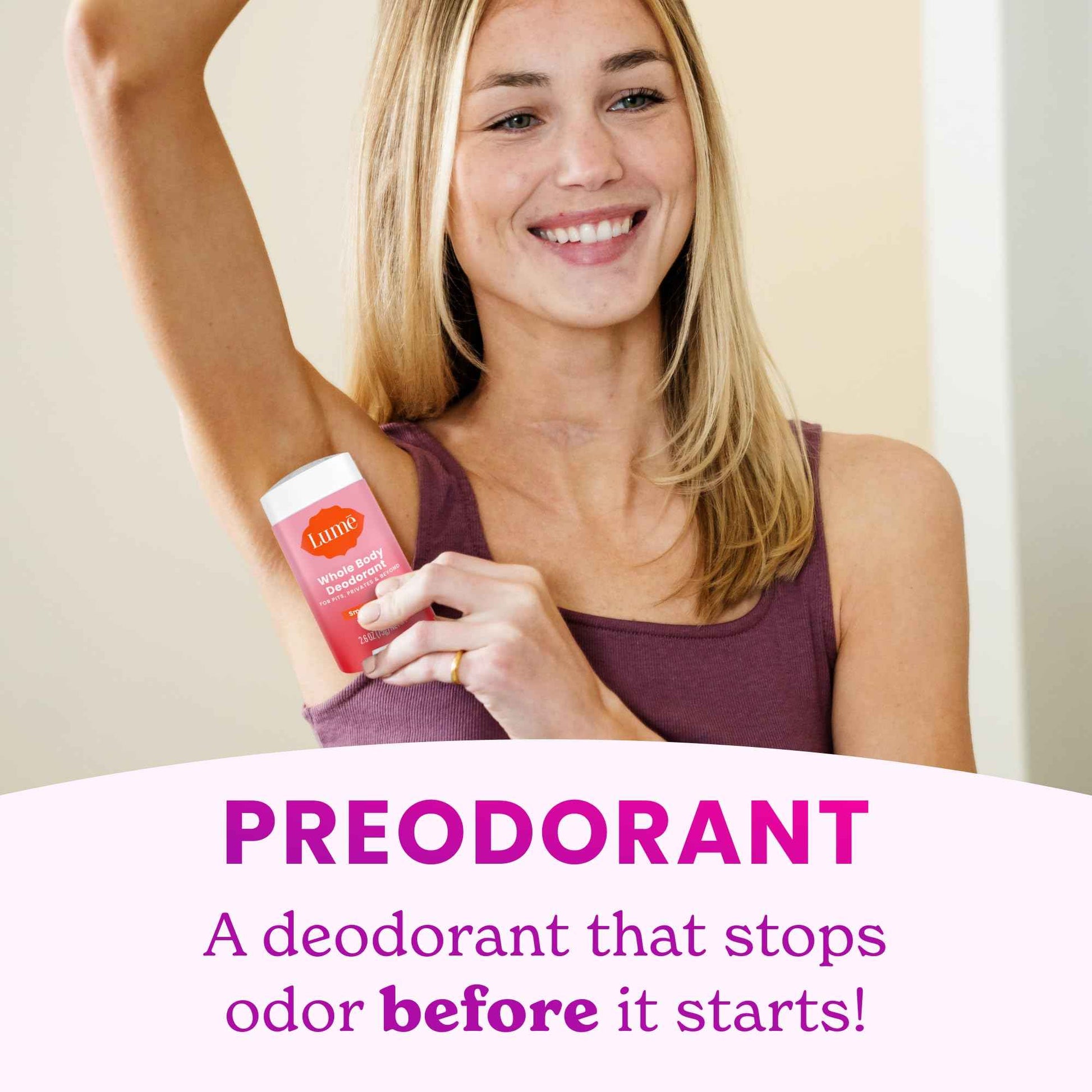 Lume Whole Body Deodorant And Soap - 2.6 Ounce Smooth Solid Stick With 72 Hour Odor Control (Pack of 2) and 5 Ounce Triple Milled Soap (Pack of 2) - Aluminum and Baking Soda Free (Peony Rose)