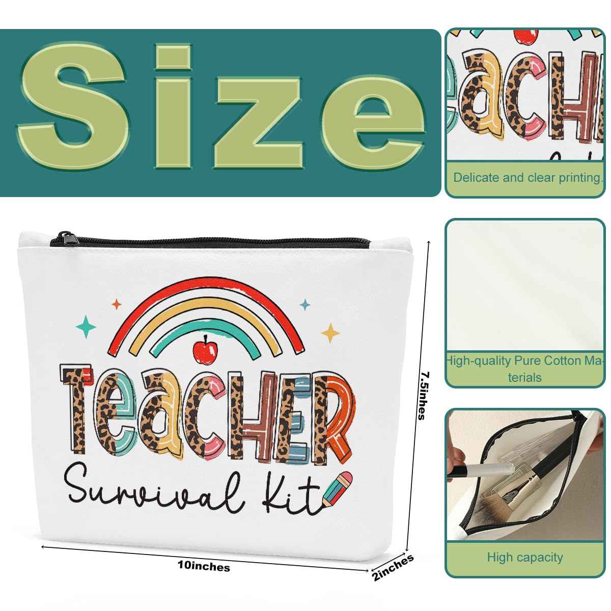 Sldpngo Teacher Survival Kit - Makeup Bag for Women, Birthday Gifts, Appreciation Gifts with Cosmetic Essentials